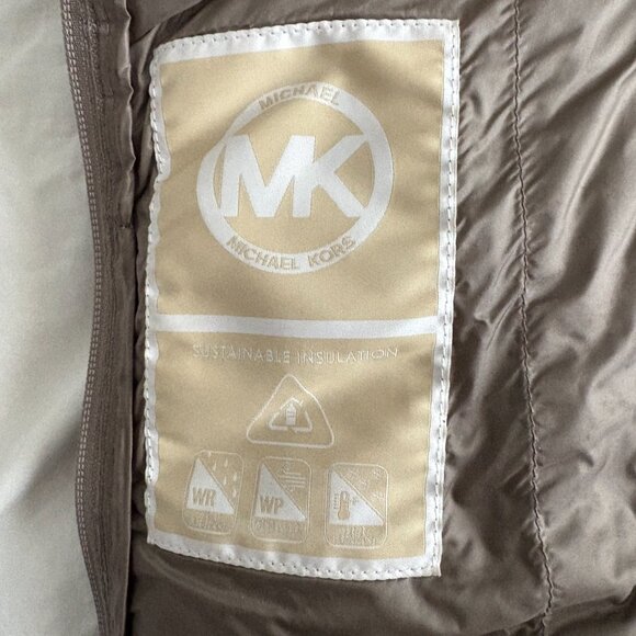 MICHAEL Michael Kors Hooded Packable Chevron Quilted Jacket Taupe Size Small - Picture 8 of 12